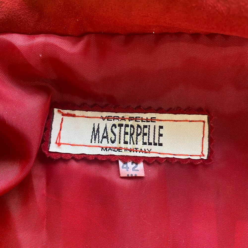 Vera Pelle Masterpelle Handcrafted Italian Cherry Red Suede Italy Leather Jacket - Picture 10 of 13